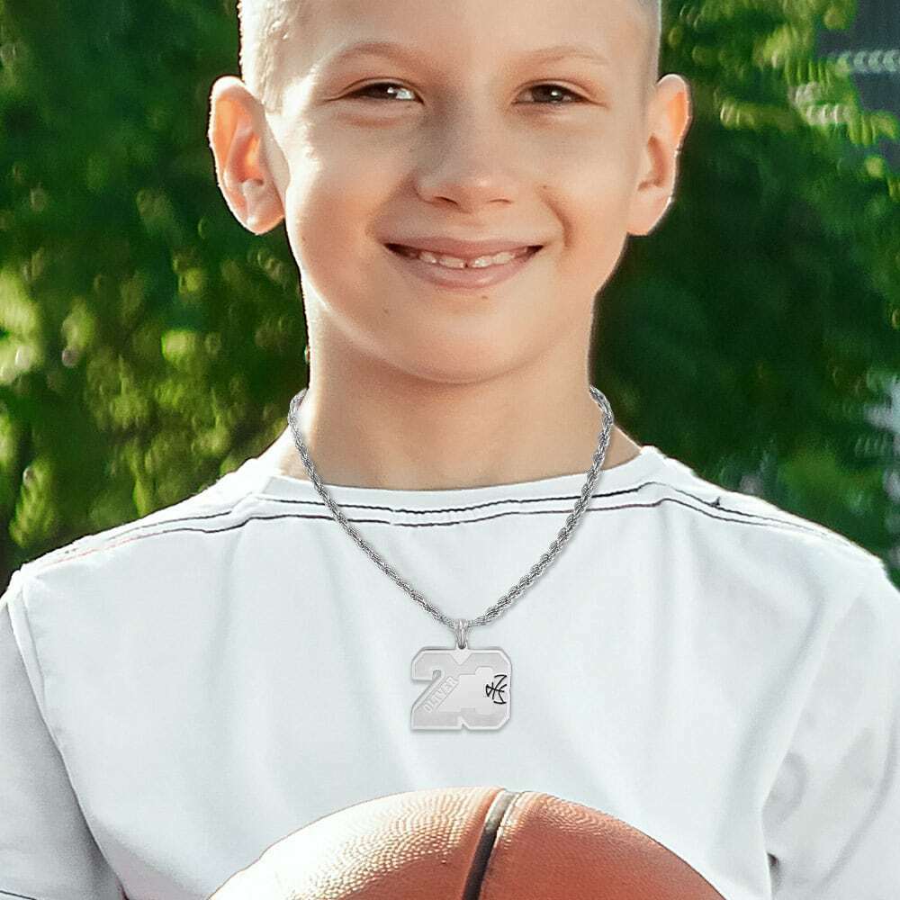 Custom Basketball Number Necklace with Name - Image 6