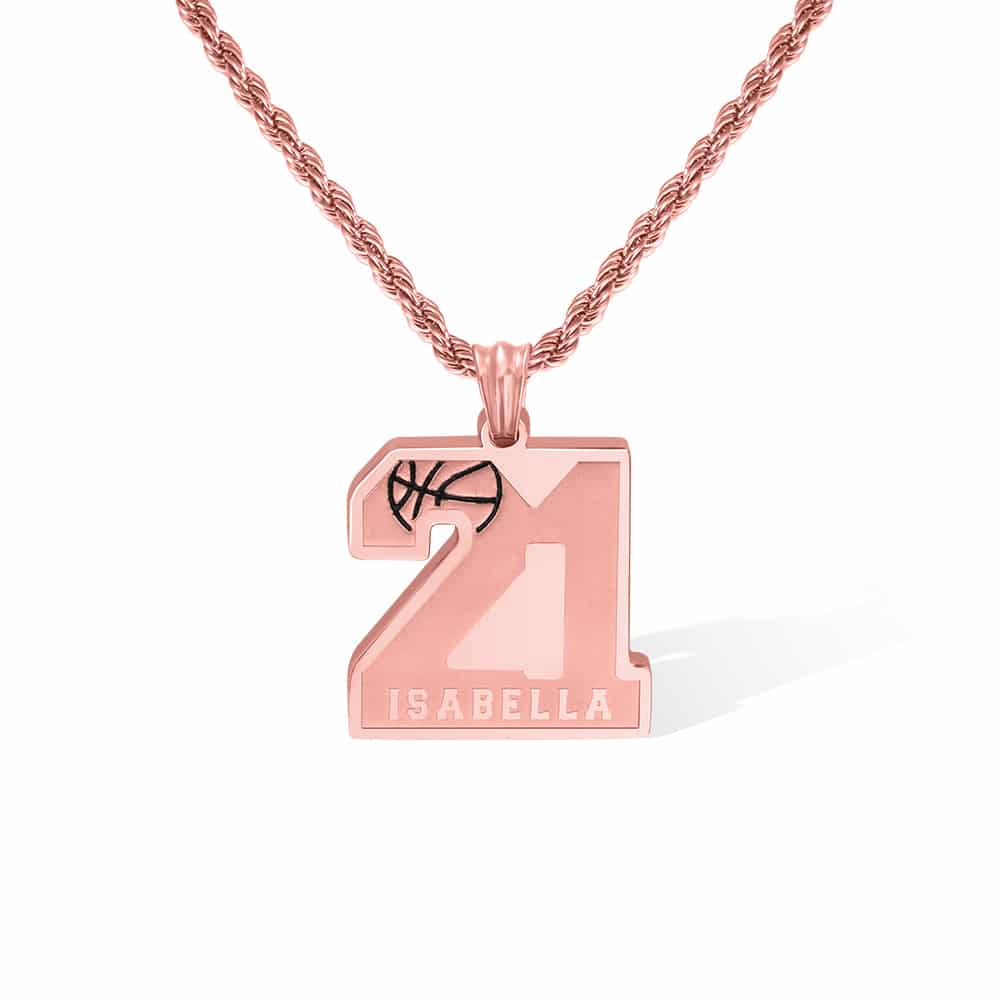 Custom Basketball Number Necklace with Name - Image 10