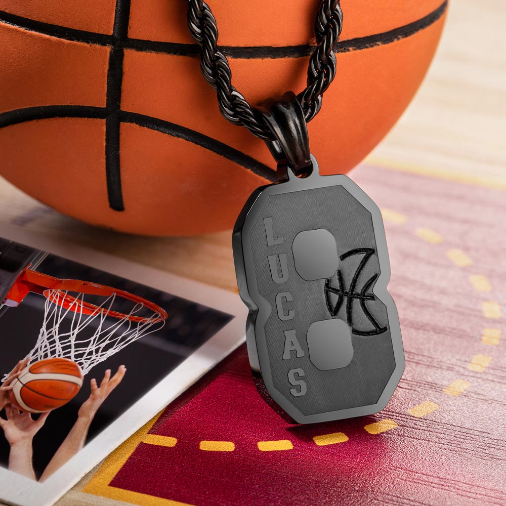 Custom Basketball Number Necklace with Name - Image 5