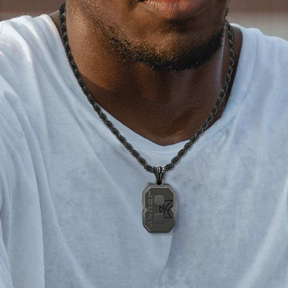 Custom Basketball Number Necklace with Name - Image 7