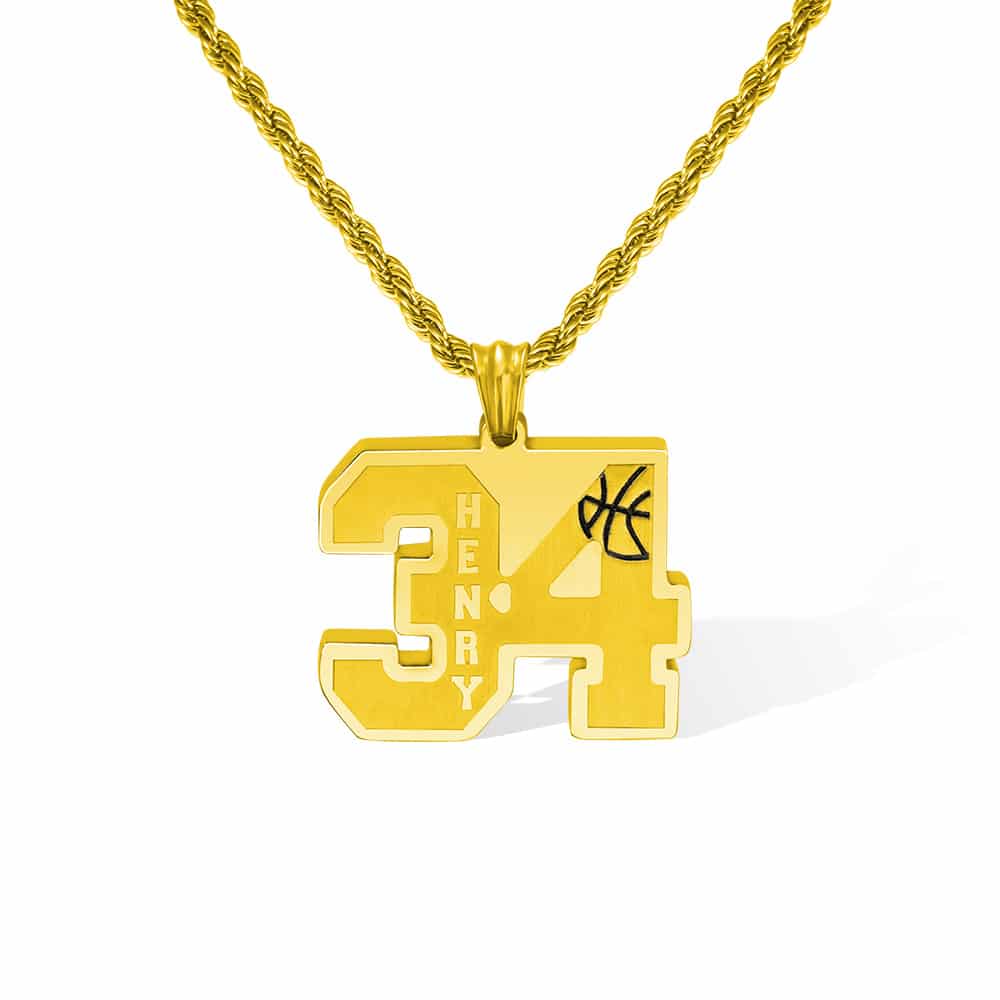 Custom Basketball Number Necklace with Name - Image 11