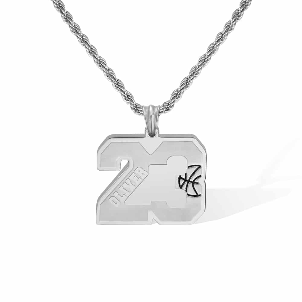 Custom Basketball Number Necklace with Name - Image 9